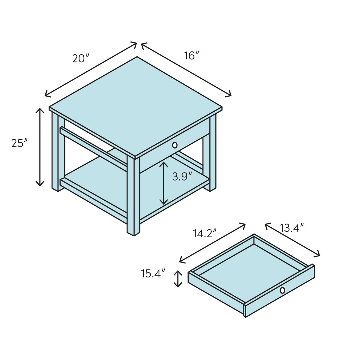 Highland Dunes Sadie 25'' Tall Solid Wood End Table with Storage & Reviews Wayfair